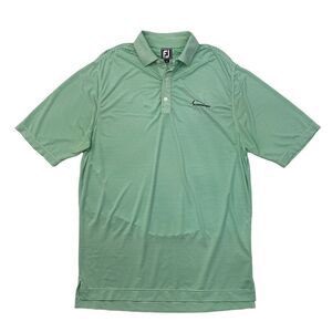 FootJoy FJ Polo Shirt Mens L Large Athletic Fit Green White Striped Performance